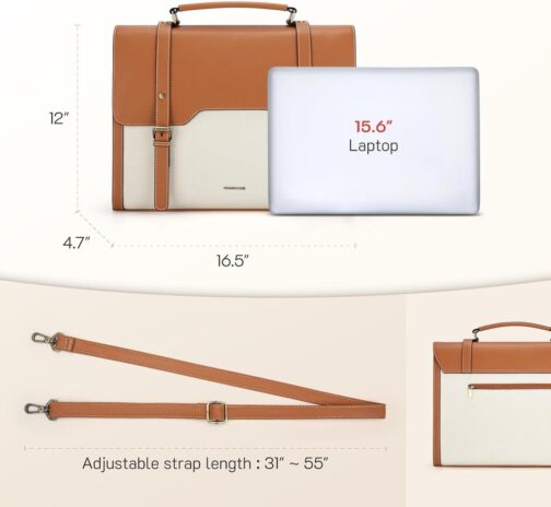 Missnine Laptop Bag 15.6 inch Canvas Messenger Bag for Women Professional Work Bag Shoulder Bag - Image 6