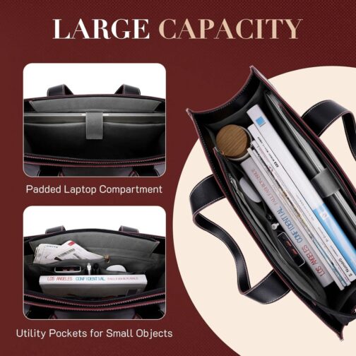 Missnine Laptop Bag for Women 15.6 inch PU Leather Briefcase Professional Computer Bag Business Office Work Bag - Image 3