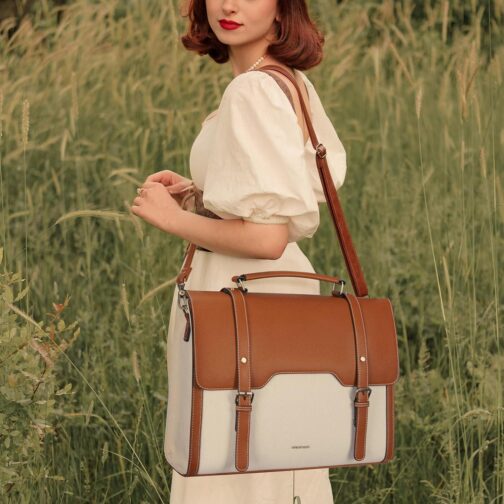 Missnine Laptop Bag 15.6 inch Canvas Messenger Bag for Women Professional Work Bag Shoulder Bag - Image 4