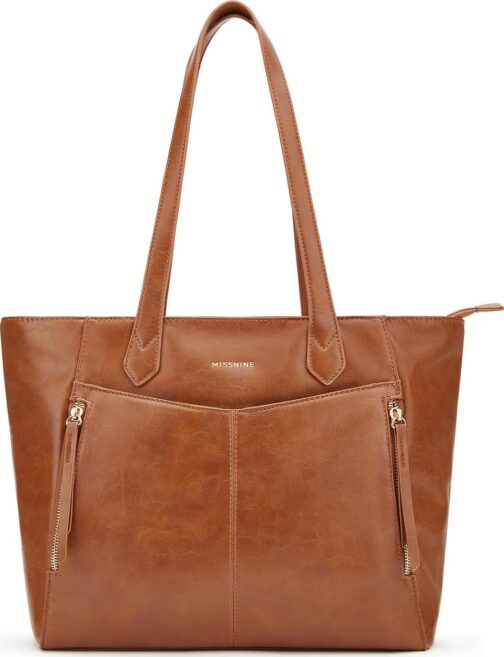 Missnine Tote Bag for Women with Zipper, Leather Purse and Handbags, Ladies Top-handle Shoulder Bags for Work, Casual, Travel