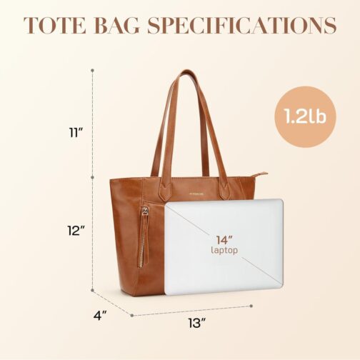 Missnine Tote Bag for Women with Zipper, Leather Purse and Handbags, Ladies Top-handle Shoulder Bags for Work, Casual, Travel - Image 6