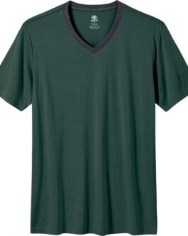 MoFiz Mens Pajama Set Summer Pjs Sleepwear Nightwear Lightweight Quick Dry Soft Short Sleeve V-Neck Pjs Sleep Set With Pocket