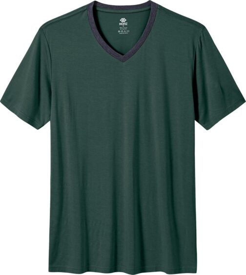 MoFiz Mens Pajama Set Summer Pjs Sleepwear Nightwear Lightweight Quick Dry Soft Short Sleeve V-Neck Pjs Sleep Set With Pocket - Image 2