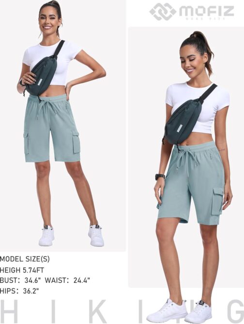 MoFiz Women's Hiking Shorts Athletic Outdoor Cargo Shorts for Women Quick Dry Running Summer Shorts with Pockets - Image 6