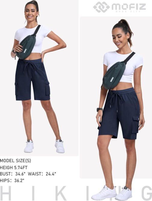 MoFiz Women's Hiking Shorts Athletic Outdoor Cargo Shorts for Women Quick Dry Running Summer Shorts with Pockets - Image 6