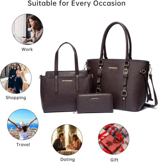 Montana West 3PCS Purses for Women Tote Purse and Wallet Set Shoulder Satchel Bags - Image 7