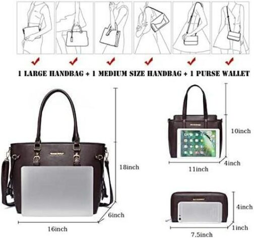 Montana West 3PCS Purses for Women Tote Purse and Wallet Set Shoulder Satchel Bags - Image 6
