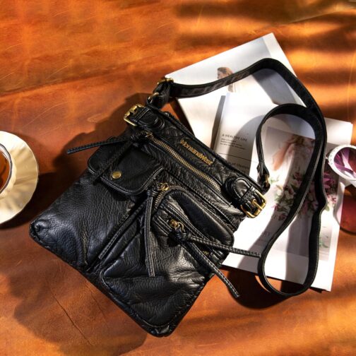 Montana West Crossbody Bag for Women Soft Washed Leather Multi Pocket Shoulder Purses - Image 2