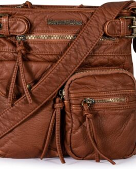 Montana West Crossbody Bag for Women Soft Washed Leather Multi Pocket Shoulder Purses