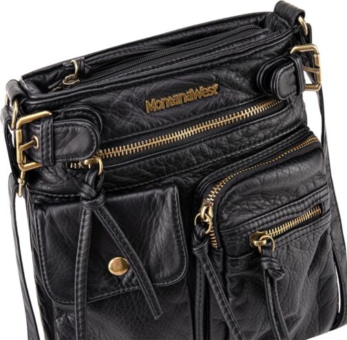 Montana West Crossbody Bag for Women Soft Washed Leather Multi Pocket Shoulder Purses - Image 4