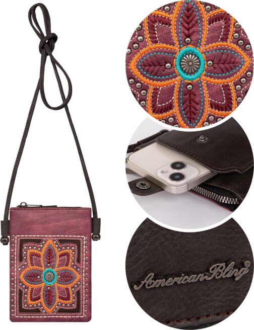 Montana West Crossbody Phone Purse for Women Western Designer Handbag with Strap - Image 3