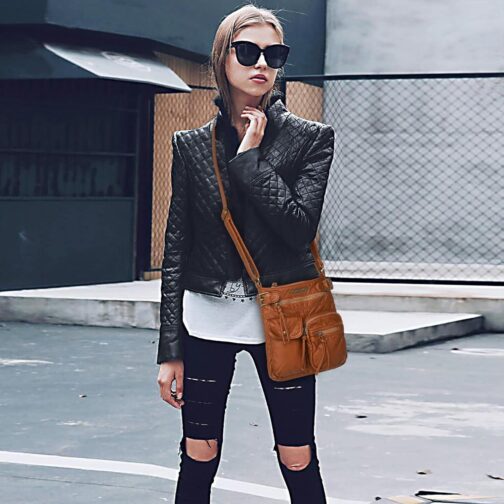 Montana West Crossbody Bag for Women Soft Washed Leather Multi Pocket Shoulder Purses - Image 2
