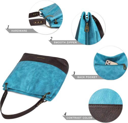 Montana West Hobo Bag Purses and Handbags for Women Top Handle Handbags with Pockets Zipper - Image 7