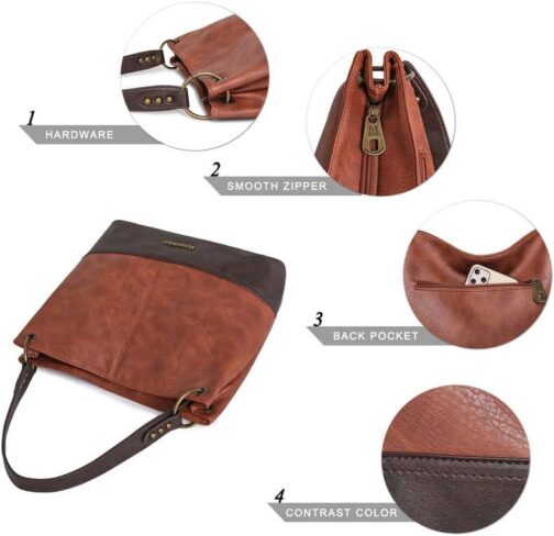 Montana West Hobo Bag Purses and Handbags for Women Top Handle Handbags with Pockets Zipper - Image 4