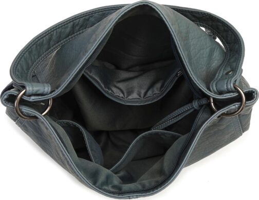 Montana West Stone Washed Leather Hobo Purses for Women Soft Top Handle Shoulder Bag with Wallet 2PCS Set - Image 4