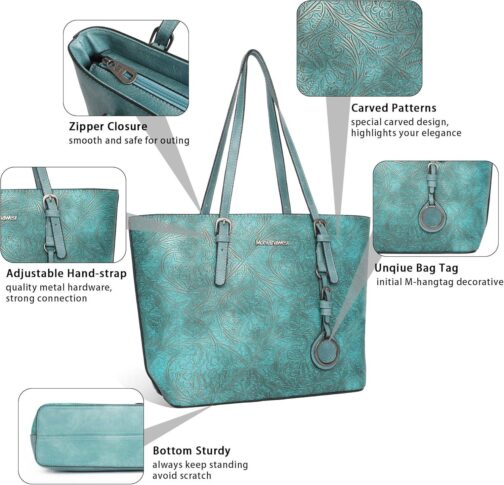 Montana West Tote Bag for Women Large Purse and Handbags Set Embossed Collection Purse 2Pcs Set - Image 4