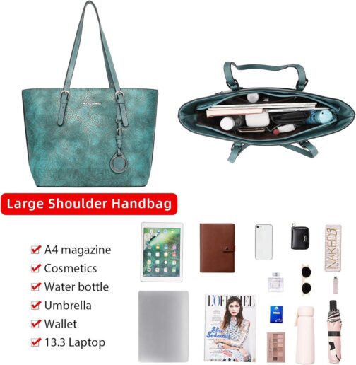 Montana West Tote Bag for Women Large Purse and Handbags Set Embossed Collection Purse 2Pcs Set - Image 3