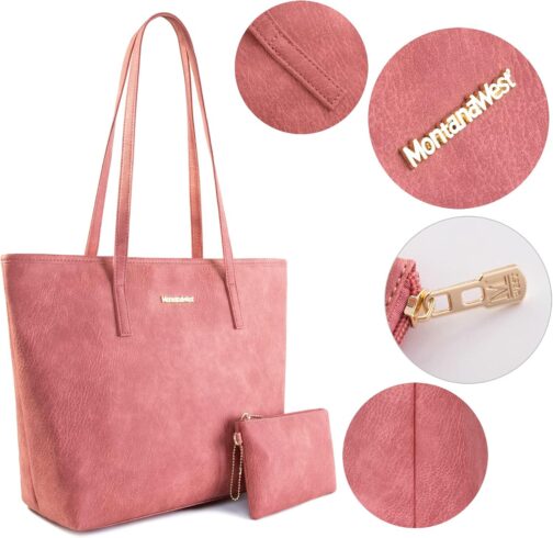 Montana West Tote Bags Vegan Leather Purses and Handbags for Women Top Handle Ladies Shoulder Bags - Image 5