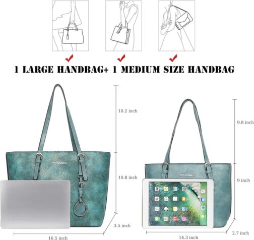 Montana West Tote Bag for Women Large Purse and Handbags Set Embossed Collection Purse 2Pcs Set - Image 2