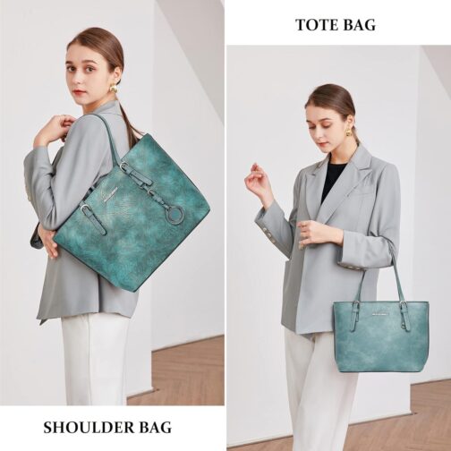 Montana West Tote Bag for Women Large Purse and Handbags Set Embossed Collection Purse 2Pcs Set - Image 6