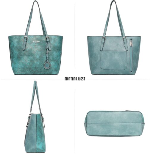 Montana West Tote Bag for Women Large Purse and Handbags Set Embossed Collection Purse 2Pcs Set - Image 5