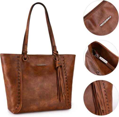 Montana West Tote Purses and Handbags for Women Large Hobo Shoulder Top Handle Bags with Zipper - Image 3