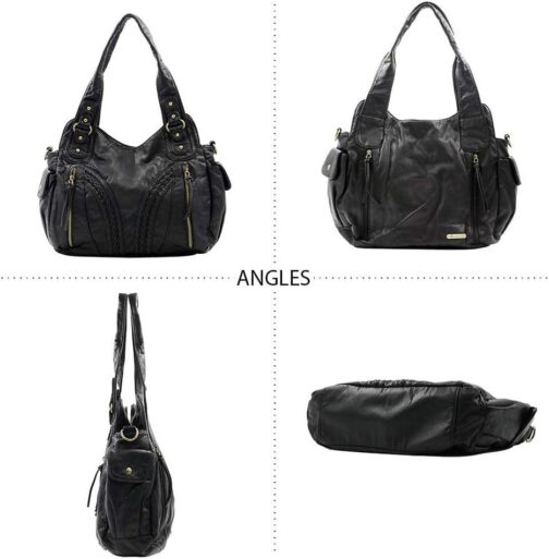 Montana West Washed Leather Hobo Bags for Women Roomy Handbags with Crossbody Strap - Image 5