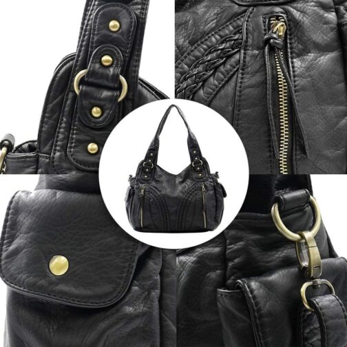 Montana West Washed Leather Hobo Bags for Women Roomy Handbags with Crossbody Strap - Image 4