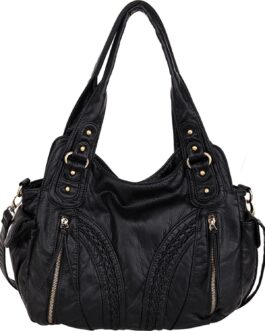 Montana West Washed Leather Hobo Bags for Women Roomy Handbags with Crossbody Strap