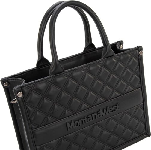 Montana West Work Tote Bags Quilted Handbags Shoulder Purses with Detachable Strap - Image 4