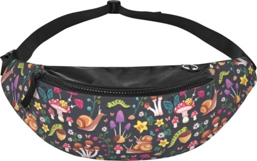 Mushroom Snail Butterfly Colored Flower Forest Fashion Casual Fanny Pack Waist Bag Men Women Adjustable Belt Waist Bag For Travel Hiking Cycling Running Festival Carnival - Image 2