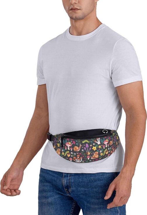 Mushroom Snail Butterfly Colored Flower Forest Fashion Casual Fanny Pack Waist Bag Men Women Adjustable Belt Waist Bag For Travel Hiking Cycling Running Festival Carnival - Image 4