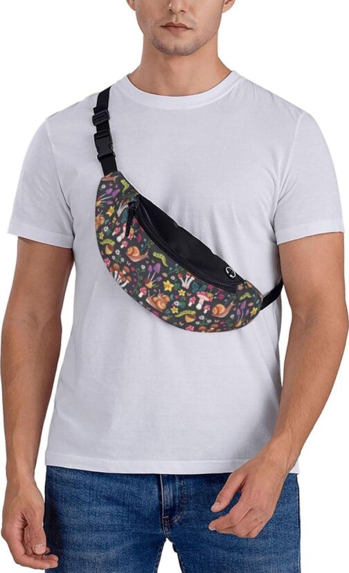 Mushroom Snail Butterfly Colored Flower Forest Fashion Casual Fanny Pack Waist Bag Men Women Adjustable Belt Waist Bag For Travel Hiking Cycling Running Festival Carnival - Image 6