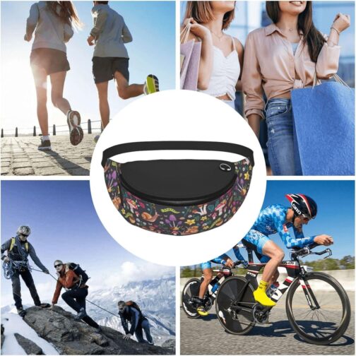 Mushroom Snail Butterfly Colored Flower Forest Fashion Casual Fanny Pack Waist Bag Men Women Adjustable Belt Waist Bag For Travel Hiking Cycling Running Festival Carnival - Image 9