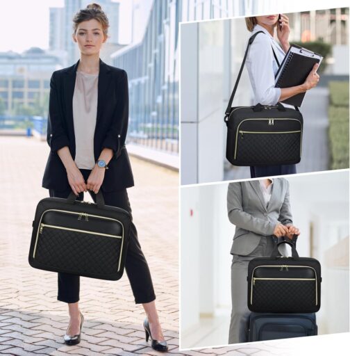 NEWHEY Laptop Bag 17.3 Inch Laptop Briefcase for Women Men Waterproof Shoulder Messenger Bag Large Computer Bag for Business Office Work College, Black - Image 6