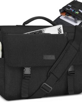 NEWHEY 15.6″ Water-resistant Laptop Messenger Bag for Men, Black