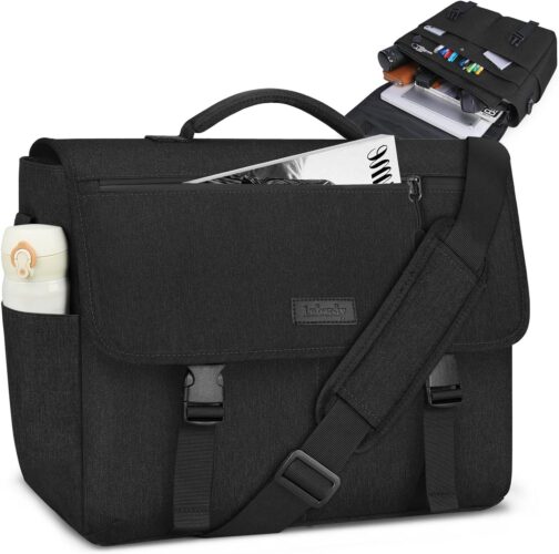 NEWHEY 15.6" Water-resistant Laptop Messenger Bag for Men, Black