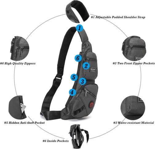 NICGID Sling Bag Chest Shoulder Backpack Crossbody Bags Casual Daypack for Men Women - Image 4