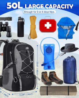 NUBILY 50L Hiking Backpack Waterproof Camping Backpack for Men Women Lightweight HIking Daypack Outdoor Travel Daypack