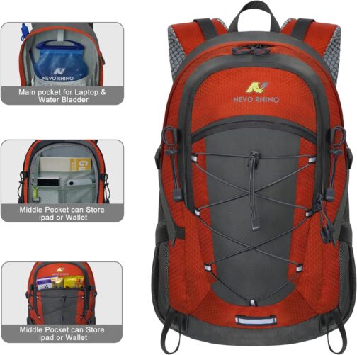 N NEVO RHINO Hiking Backpack 25L/35L/40L/45L Waterproof Outdoor Day Pack, Lightweight Camping Travel Backpack for Men Women - Image 3