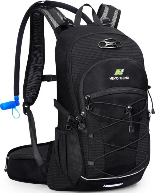 N NEVO RHINO Hydration Backpack Water Backpack with Rain Cover 2L Water Bladder, Insulation Hydration Day Rucksack for Hiking