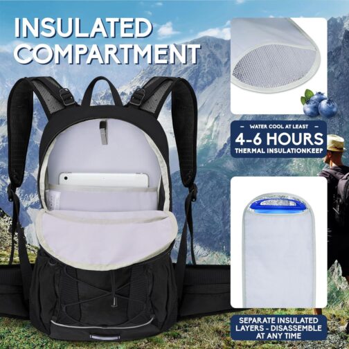 N NEVO RHINO Hydration Backpack Water Backpack with Rain Cover 2L Water Bladder, Insulation Hydration Day Rucksack for Hiking - Image 2