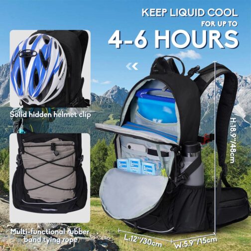 N NEVO RHINO Hydration Backpack Water Backpack with Rain Cover 2L Water Bladder, Insulation Hydration Day Rucksack for Hiking - Image 3