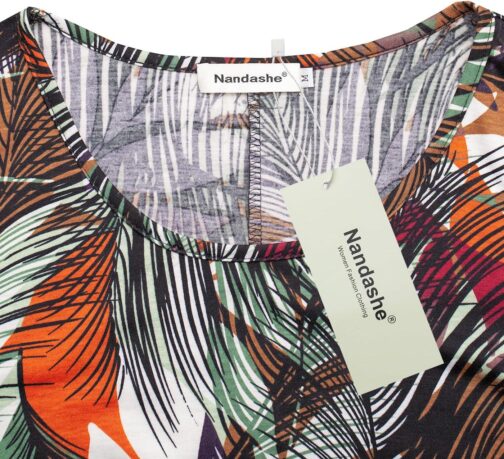 Nandashe Womens 3/4 Sleeves Floral Tunic Shirts Summer Casual Dressy Blouse Tops - Image 4