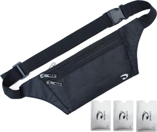 Naoki Outdoor Sports Running and Jogging and Travel Waterproof Utralthin Waist Pack/Bag Runner Belt, Black