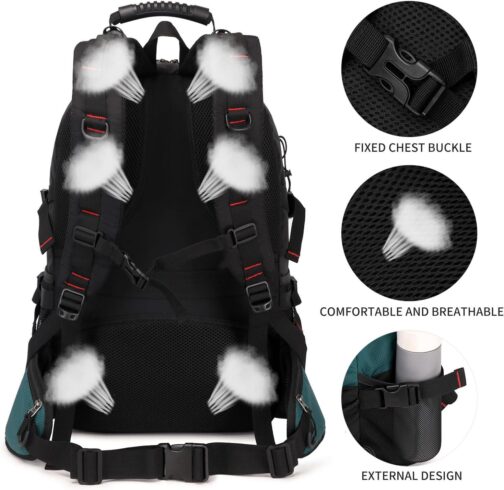 Nerlion 40L Hiking Backpack Travel Backpack for Men Women Camping Waterproof Outdoor Hiking Daypack Lightweight Backpack (Dark Green) - Image 7