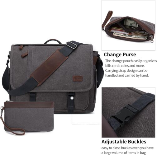 Nerlion 17-17.3 Inch Canvas Laptop Messenger Bag - Image 3