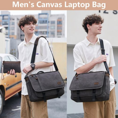 Nerlion 17-17.3 Inch Canvas Laptop Messenger Bag - Image 2