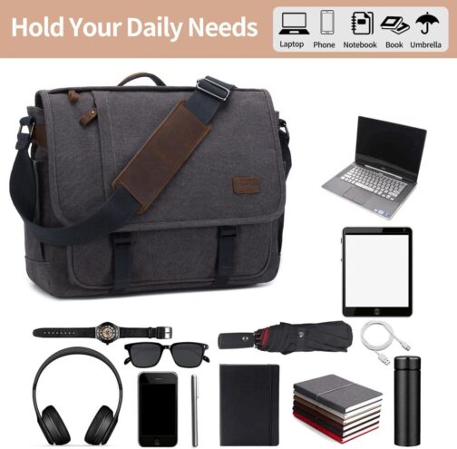 Nerlion 17-17.3 Inch Canvas Laptop Messenger Bag - Image 8