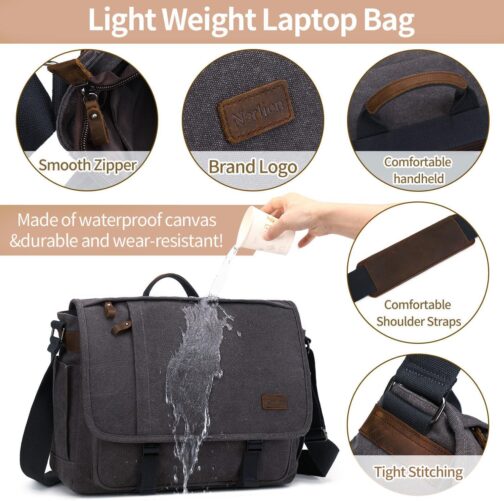 Nerlion 17-17.3 Inch Canvas Laptop Messenger Bag - Image 6
